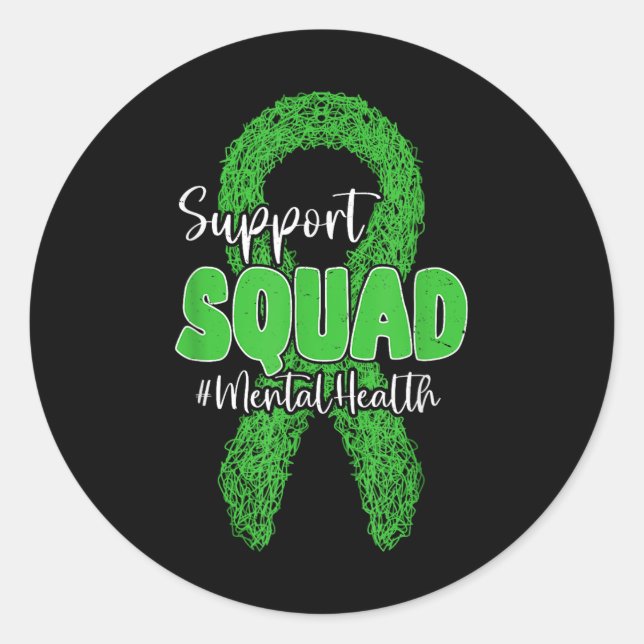 Adesivo Redondo Support Squad Mental Health Awareness Lime Green R (Frente)