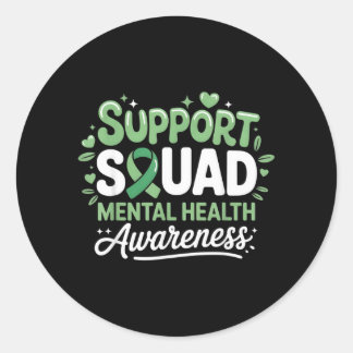 Adesivo Redondo Support Squad Mental Health Awareness Month Green