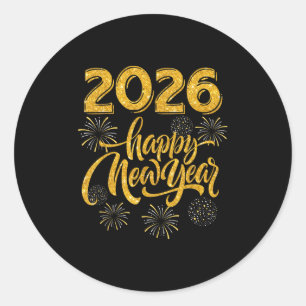 Adesivo Redondo Suprimentos para Festa de Ano Novo 2026 Feliz Ano
