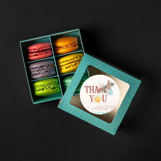 Adesivo Redondo Surf Boho Retro Summer | Obrigado (Criador carregado)