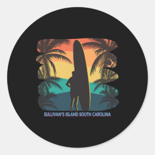 Adesivo Redondo Surf de Árvore Sc Palm da Ilha de Sullivan