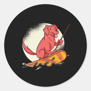 Adesivo Redondo Surf de remo de cão SUP