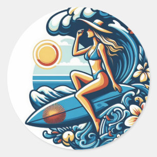 Adesivo Redondo Surf feminino