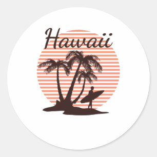 Adesivo Redondo Surf Hawaii