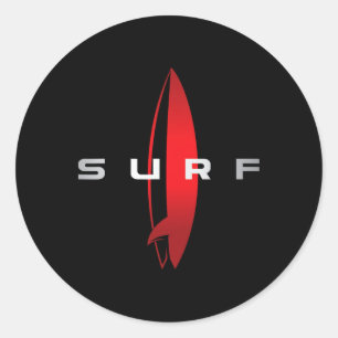 Adesivo Redondo Surf - Surfismo na Praia Surfboarding Prancha de S