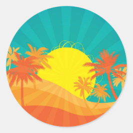 Adesivo Redondo Surf tropical de Sunset Beach design
