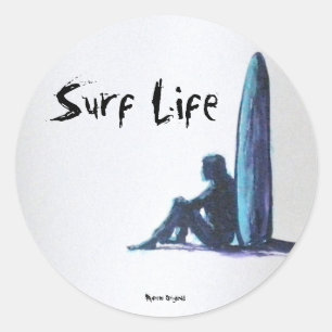 Adesivo Redondo Surf Vinhetas por Marene Originals!