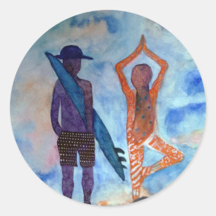 Adesivo Redondo Surf Yoga Summer Sticker