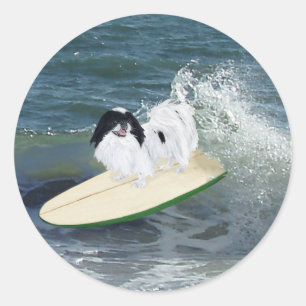 Adesivo Redondo Surfando Chin Japonês