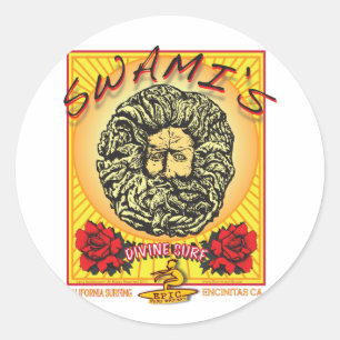 ADESIVO REDONDO SURFAR DO ENCINITAS CALIFÓRNIA DO SWAMI