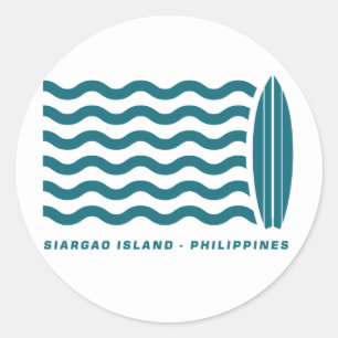 Adesivo Redondo Surfar na ilha Filipinas de Siargao
