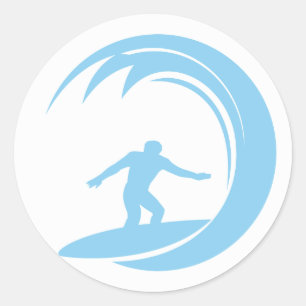 Adesivo Redondo Surfe de Azul Bebê