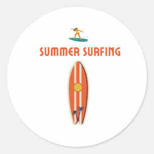 Adesivo Redondo Surfe de Verão