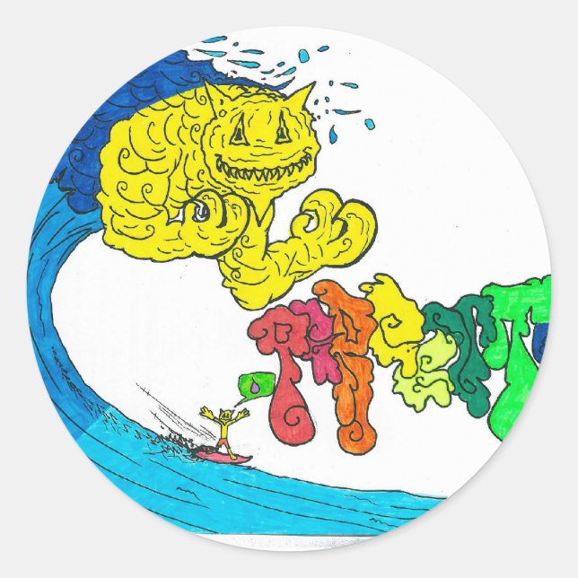 Adesivo Redondo surfe percentual (Frente)