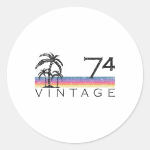 Adesivo Redondo Surfe Retro Vintage 1974 Surfe no Oceano Pacífico