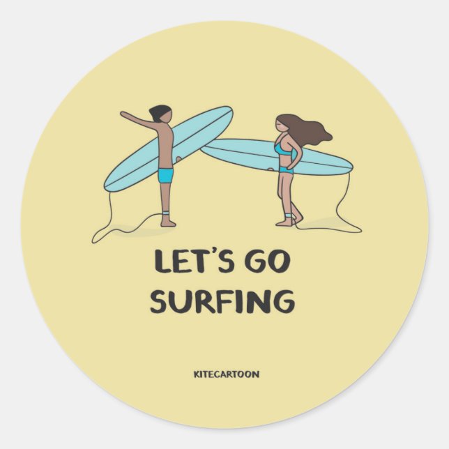Adesivo Redondo Surfe/Surf - surfe em Vamos (Frente)