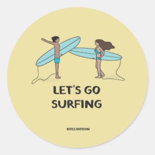 Adesivo Redondo Surfe/Surf - surfe em Vamos