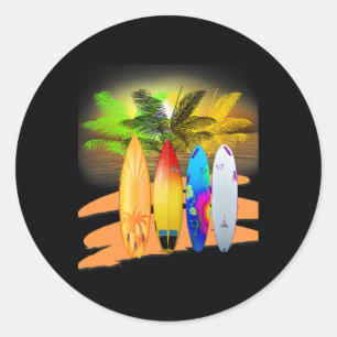 Adesivo Redondo Surfe tropical Hawaii Beach Souvenir Surfing