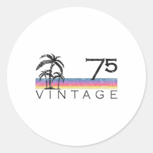 Adesivo Redondo Surfe Vintage 1975 Pôr do Sol no Oceano Pacífico P