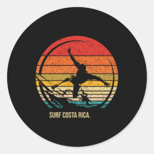 Adesivo Redondo Surfe Vintage Costa Rica Surfista Retro Surfe