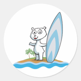 Adesivo Redondo Surfer de Urso Polar