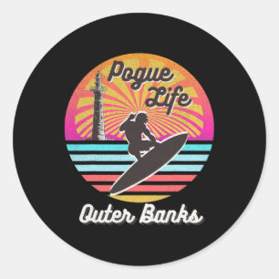 Adesivo Redondo Surfer Pogue-life-outer Casas leves Retro D