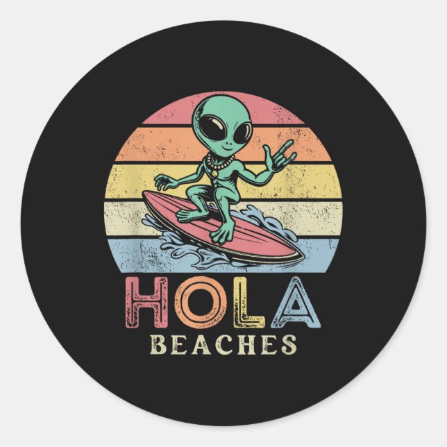 Adesivo Redondo Surfer surfer Hola Beaches Beach Sunset (Frente)