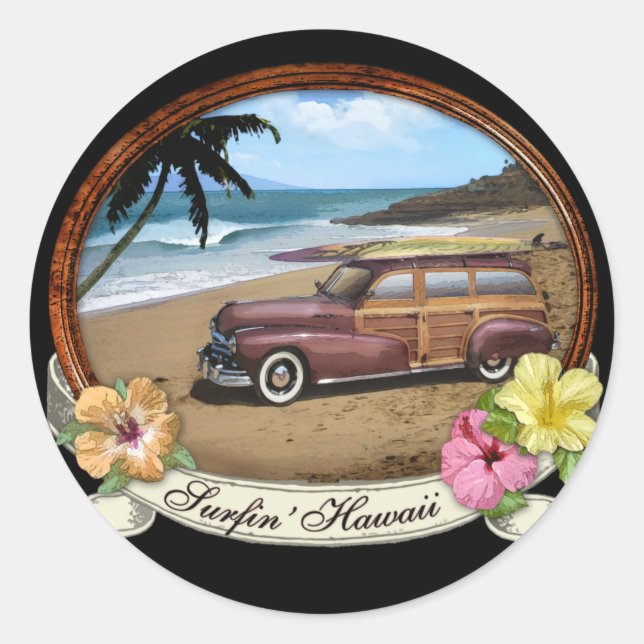 Adesivo Redondo Surfin' Hawaii (Frente)