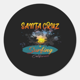 Adesivo Redondo Surfing Califórnia Santa Cruz