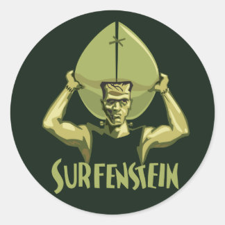 Adesivo Redondo Surfing Halloween Frankenstein