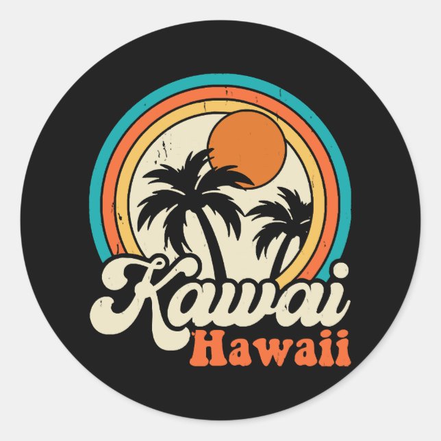 Adesivo Redondo Surfing Kawaii Hawaii (Frente)