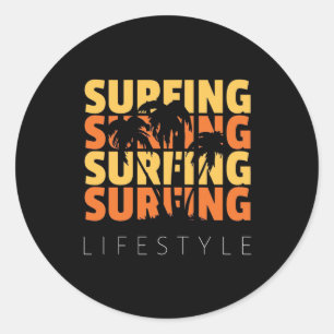 Adesivo Redondo Surfing no estilo de vida