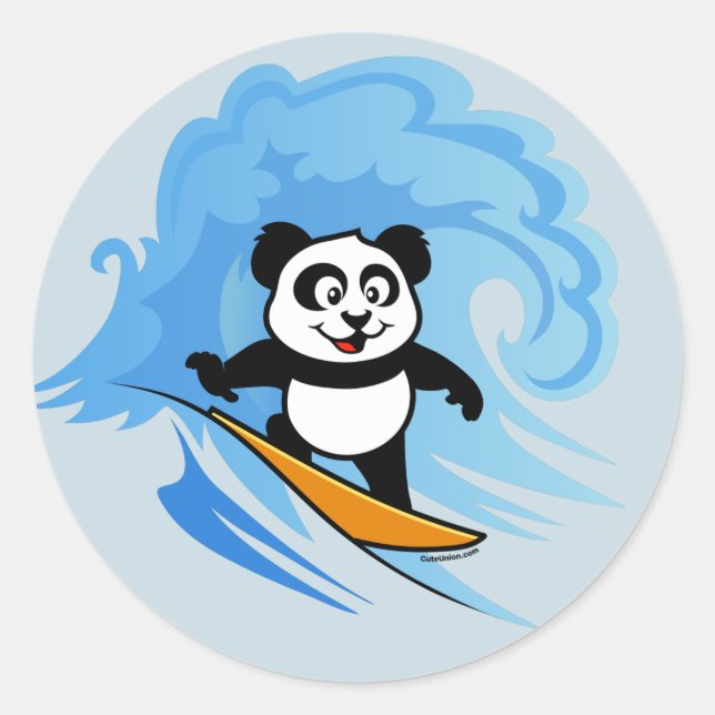 Adesivo Redondo Surfing Panda (Frente)