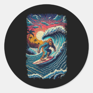 Adesivo Redondo Surfing Sasquatch Shirt Art Teacher Big Wave Surfe
