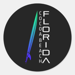 Adesivo Redondo Surfismo na Flórida - Cocoa Beach - Surfista Elega