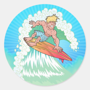 Adesivo Redondo Surfista da Califórnia