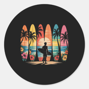 Adesivo Redondo Surfista de havaí onda surf amante praia surfista