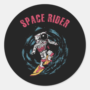 Adesivo Redondo Surfista do Astronauta Espacial Rider