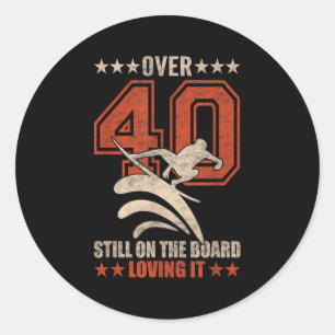 Adesivo Redondo Surfista Legal Engraçado Surfboard 40 Anos