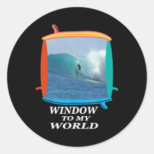 Adesivo Redondo Surfista, Surf, Ondas, Oceano, Janela de Surfboard