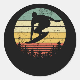 Adesivo Redondo Surfista Surfboard Surfing Retro Gift Idea