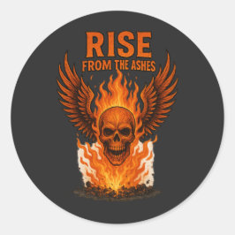 Adesivo Redondo Surgir das Ashes - Caveira Flamejante com Fiery