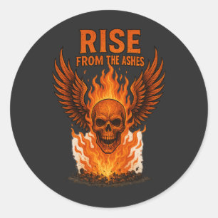 Adesivo Redondo Surgir das Ashes - Caveira Flamejante com Fiery