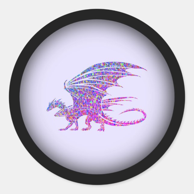 Adesivo Redondo Surpreendente Dragão Mosaico (Frente)