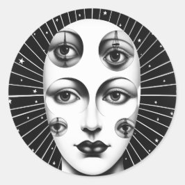 Adesivo Redondo Surreal Celestial Lady