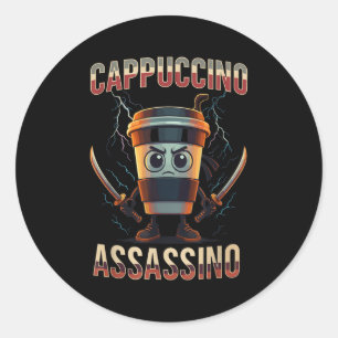 Adesivo Redondo Surreal Italiano Cappuccino Ino Funny Meme