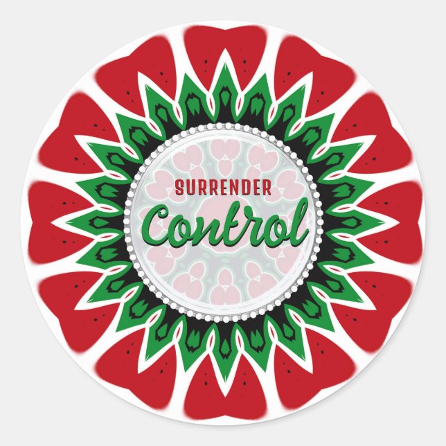 Adesivo Redondo Surrender Control Wise Word Reminder Words (Frente)