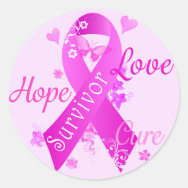 Adesivo Redondo Survivor Love Hope Cure