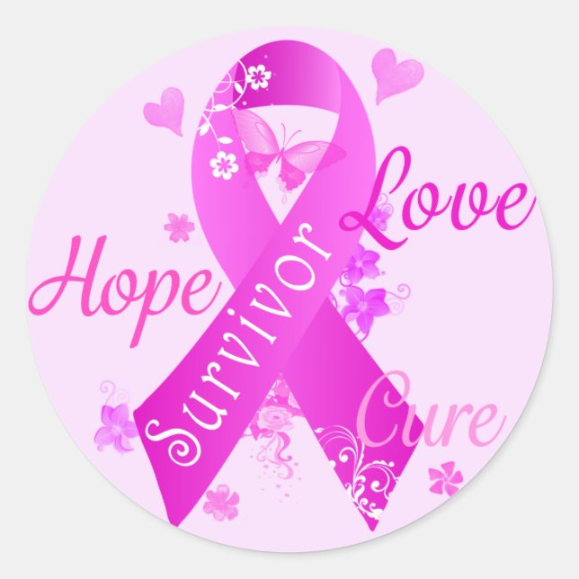 Adesivo Redondo Survivor Love Hope Cure (Frente)