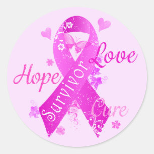 Adesivo Redondo Survivor Love Hope Cure